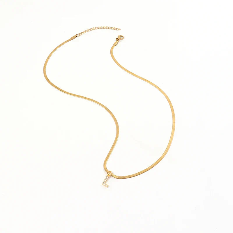 Collier en Herringbone avec Initiale en Diamant Melly®