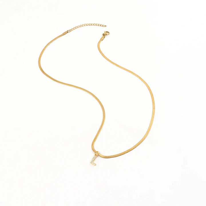 Collier en Herringbone avec Initiale en Diamant Melly®